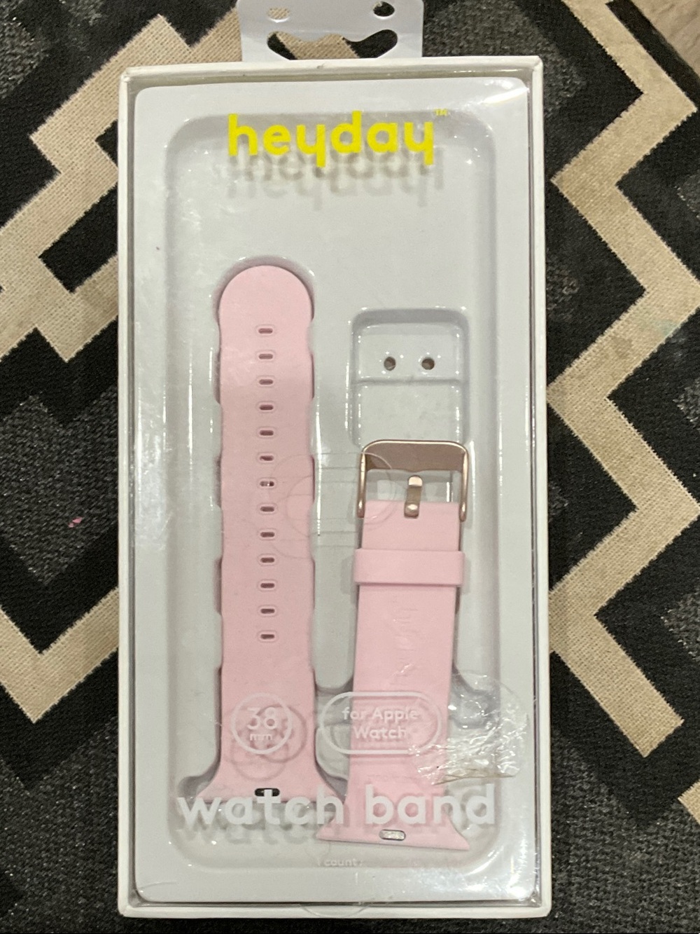 heyday Light Pink Silicone Apple Watch Band with Rose Gold Buckle